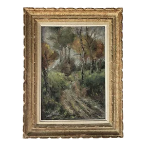 Original French Oil Painting of a Country Scene by Marcelle Papillaud