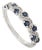 Natural Blue Sapphire & Diamond Wavy Half-Eternity Band Ring Size 5.5 in 14k Gold For Sale
