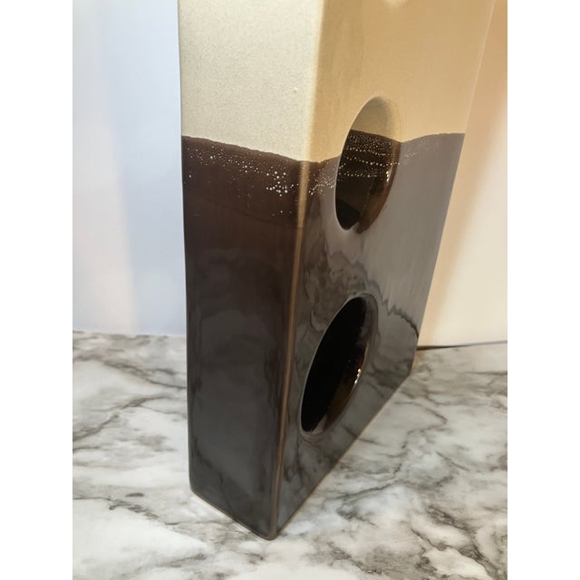 Artis Portugal Two Tone Geometric Cutout Vase Cream For Sale - Image 11 of 17
