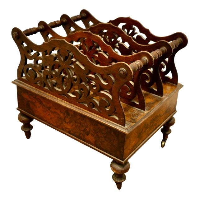 Victorian Walnut Canterbury Magazine Stand For Sale