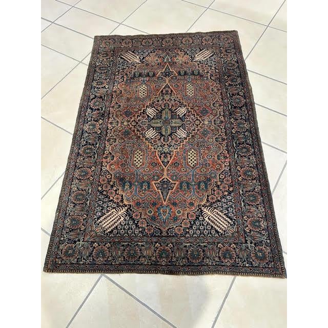 Tis master piece is a wool pile genuine hand made antique Persian Kashan MOHTASHAM . Woven by a master weaver-