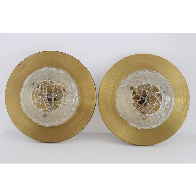 Esperia Mid-Century Italian Flush Mount in Brass and Murano Glass by Angelo Brotto for Esperia, 1960s For Sale - Image 4 of 18