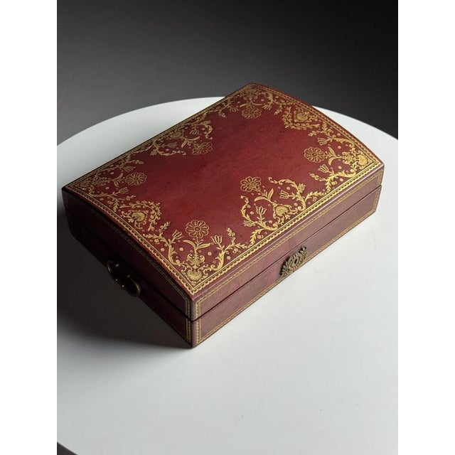 Red Leather Jewelry Box For Sale - Image 3 of 16