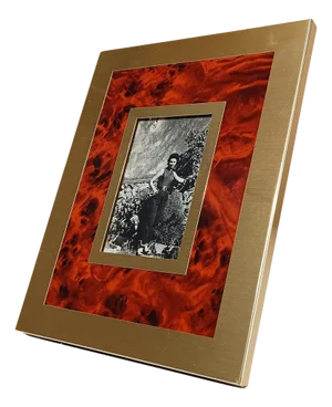 Italian Picture Frame in Gilded Aluminum and Faux Burl Formica by Mascagni, 1970s