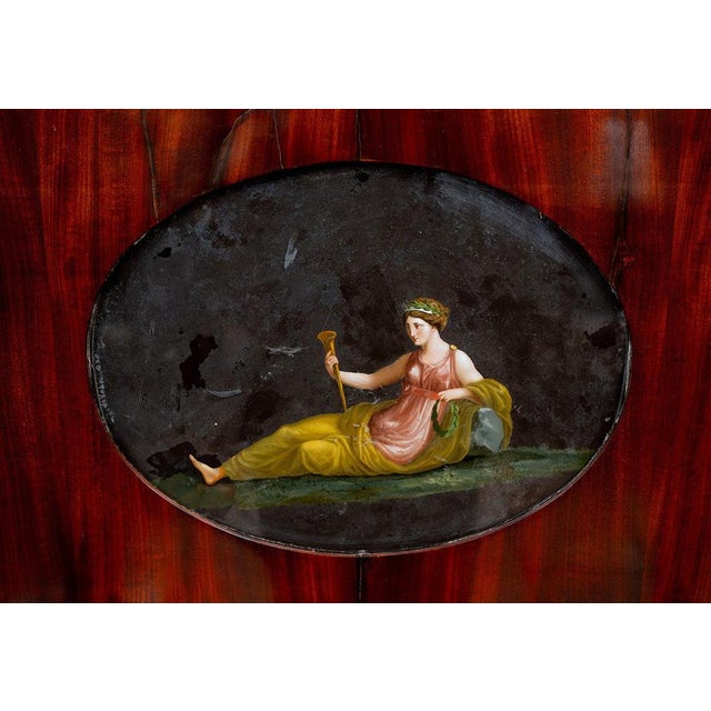 Antique Mahogany Secretary Desk with Bronze Inlays Featuring Neoclassical Scenes, 19th Century For Sale - Image 4 of 8