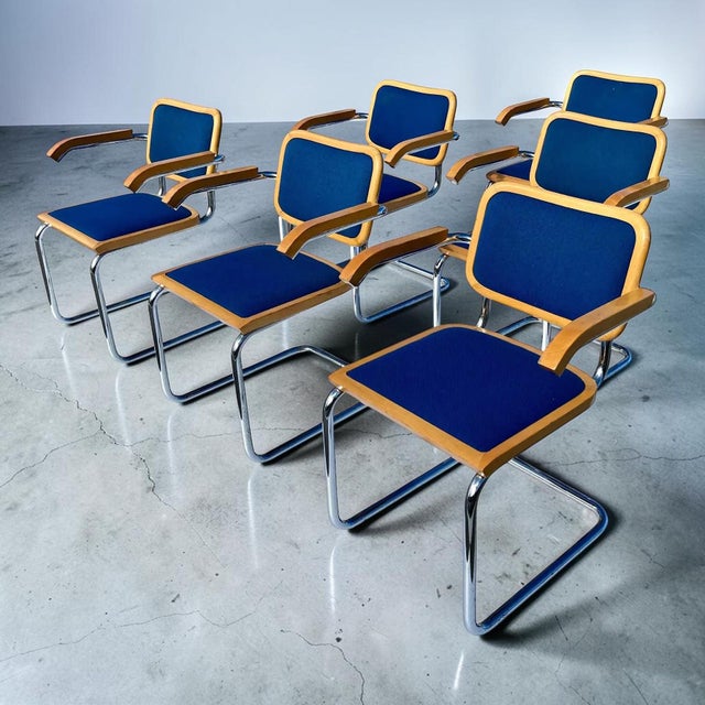 Lowenstein Chrome Wood Cesca Dining Chairs - Set of 6 For Sale In Miami - Image 6 of 8