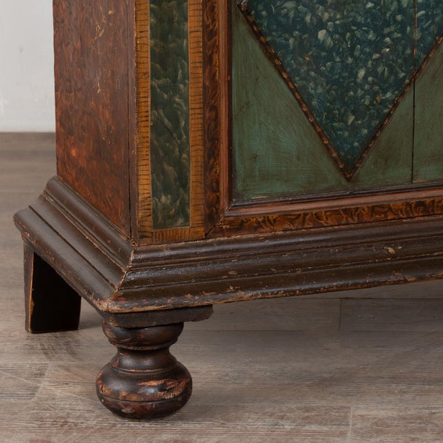 Early 19th Century Swedish Pine Original Hand Painted Wedding Cabinet For Sale - Image 10 of 12