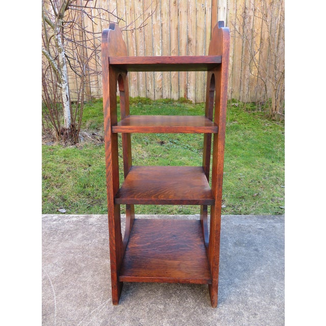 Antique Arts & Crafts Mission Oak Magazine Rack Stand Bookshelf | Chairish