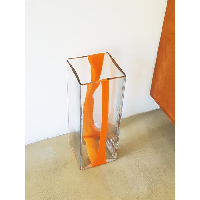 1970s Large Orange and Clear Murano Glass Vase by Cardin for Venini, 1970s For Sale - Image 5 of 13