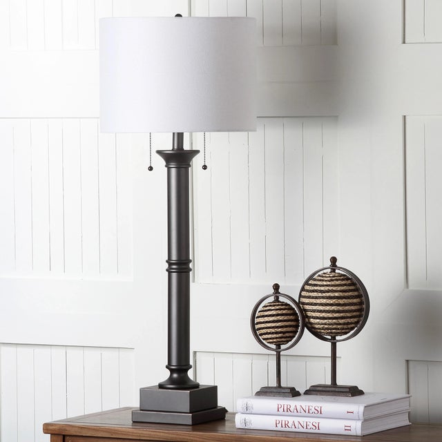 2020s 36 Inch H Column Table Lamp in Silver Grey - a Pair For Sale - Image 5 of 9