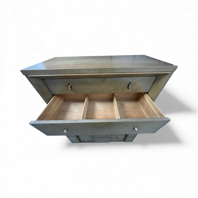 Wood Mid-Century Modern MCM Chevron Dresser With Nightstand - American of Martinsville For Sale - Image 7 of 12