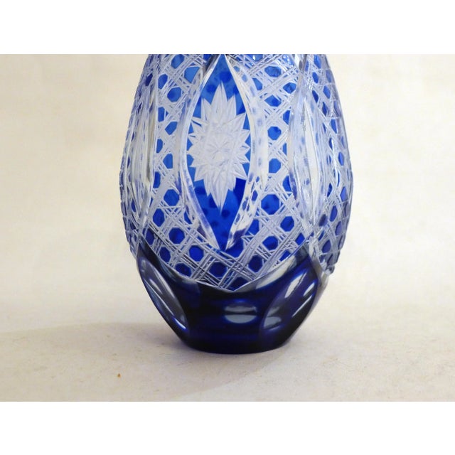 Small Vintage Vase in Cut Bohemian Crystal with Cobalt Blue, 1960s For Sale - Image 6 of 13