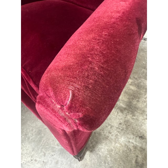 Deep Red Maroon Mohair Armchair Claw Feet For Sale - Image 9 of 12