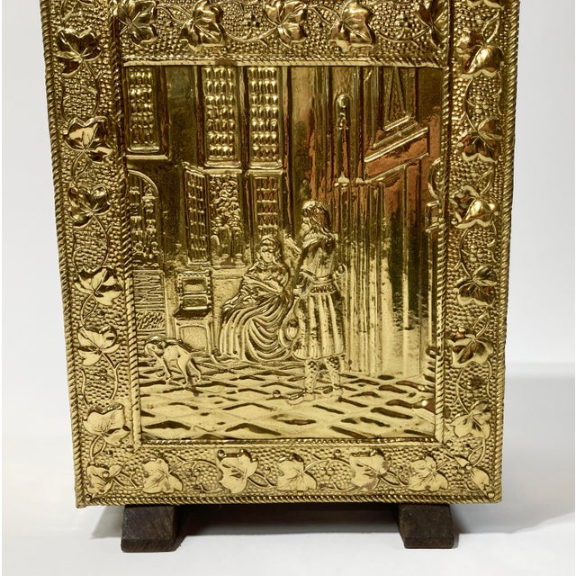 Antique French Repousse Brass Clad Umbrella Stand For Sale - Image 10 of 12