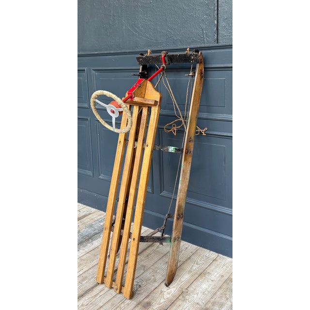 Vintage Steering Sled in Oak, 1920s For Sale - Image 3 of 17