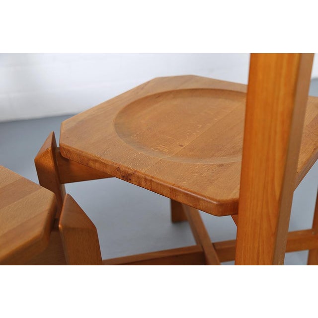 Dining Chairs in Beech & Cognac Leather by Pierre Chapo, 1960s, Set of 4 For Sale - Image 16 of 18
