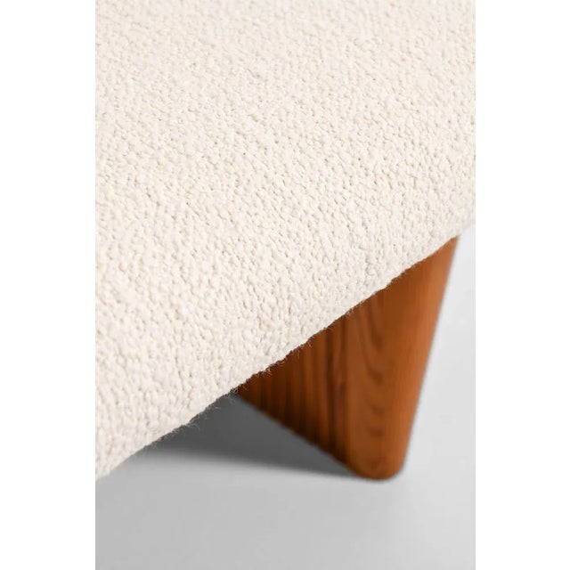 1940s Bench in Pine & in White Bouclé Fabric by Birger Hahl, 1947 For Sale - Image 5 of 7