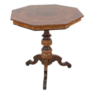 Italian 19th Century Marquetry Octagonal Pedestal Table For Sale