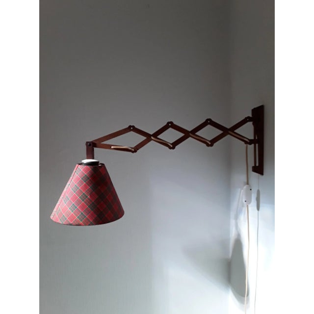 Vintage Fabric and Teak Sconce, 1970s For Sale - Image 6 of 6