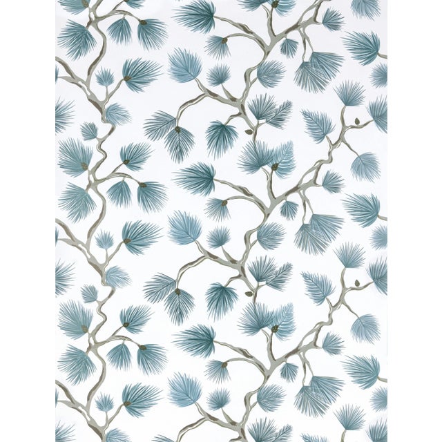 The House of Scalamandré Pignoli Wallcovering, Teal For Sale