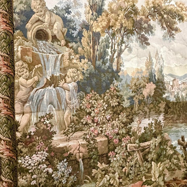 This is for a vintage tapestry that is a woven fabric with a black fabric backing. There are rivets on the back for...