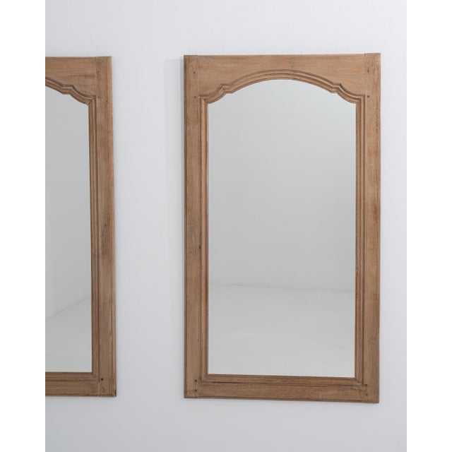 French 19th Century French Pair of Oak Wall Mirrors, Tall Format For Sale - Image 3 of 8