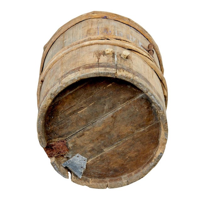 19th century rustic Swedish pine barrel circa 1850. Fantastic opportunity for a piece of up cycling with this piece of...