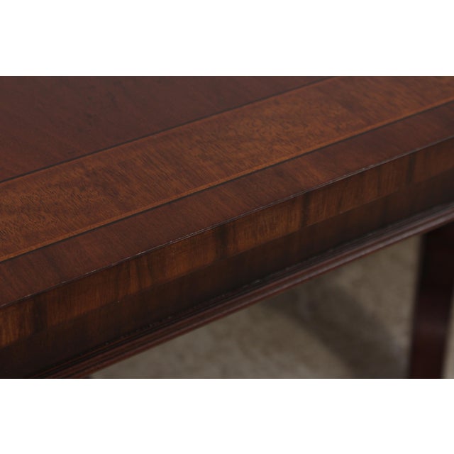 Brown Henredon Mahogany Double Pedestal Inlaid Dining Table For Sale - Image 8 of 17