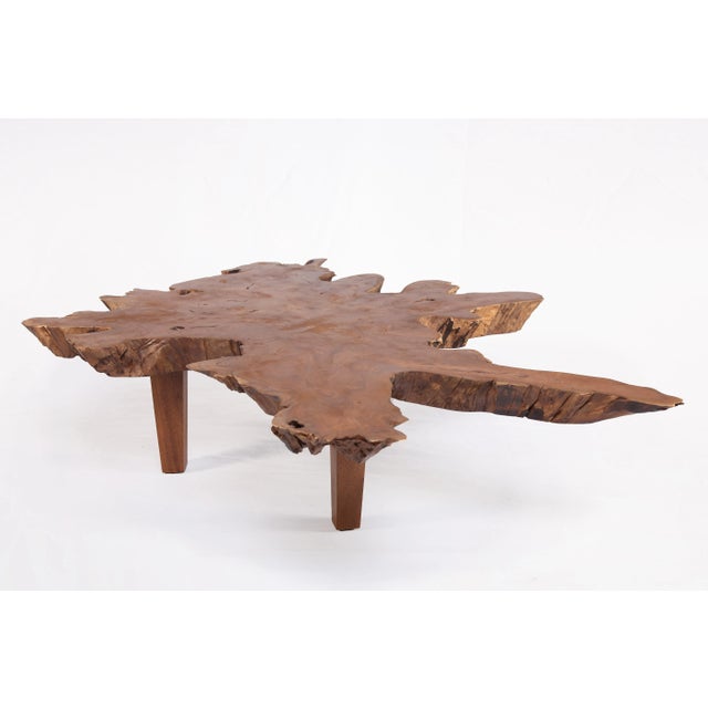 Contemporary Brown Teak Living Edge Coffee Table 43 For Sale - Image 3 of 6
