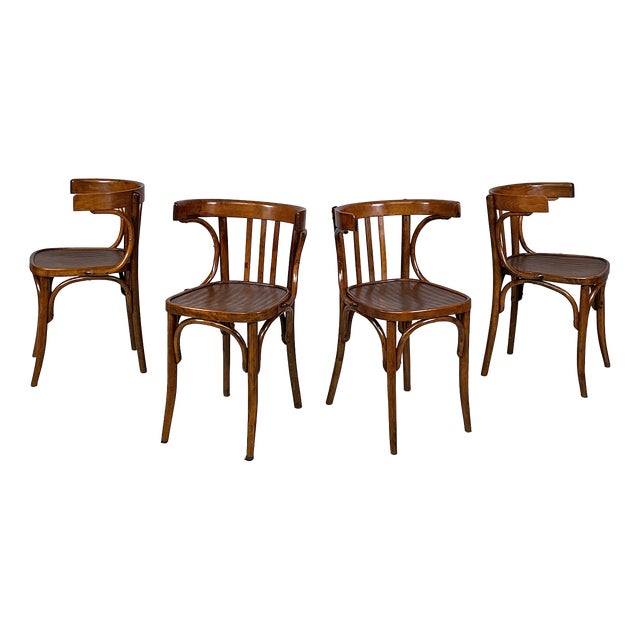 Mid-Century Modern Italian Armchairs in Wood, 1940s, Set of 4 For Sale