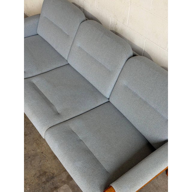 Teak Blue Sofa Mid-Century Modern 3 Seater Couch Broad Living Room Seating 1970s For Sale In Los Angeles - Image 6 of 10