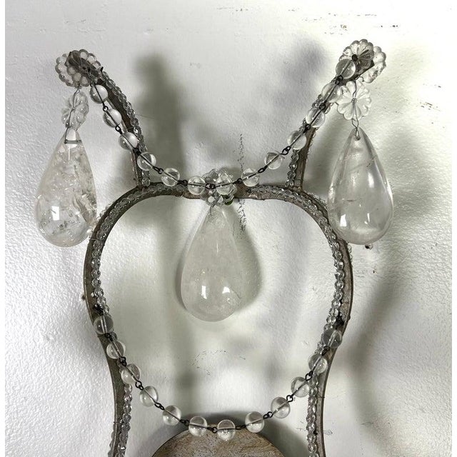 1930s Pair of 2-Light Rock Crystal Beaded Sconces For Sale - Image 5 of 12