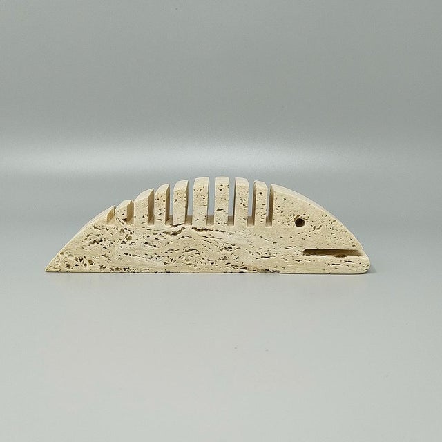 Stone Travertine Fish Sculpture by Mari 1970s For Sale - Image 7 of 8