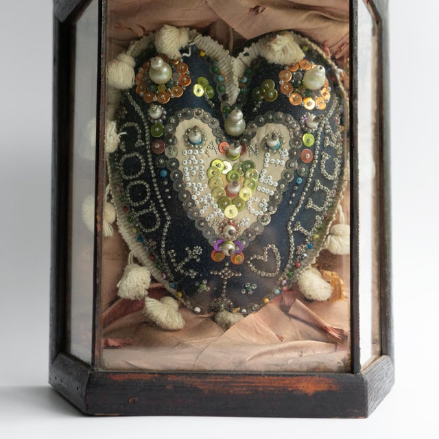Antique Sailors Folk Art 'Sweetheart' Cushion in Glass Case, Late 19th Century For Sale - Image 11 of 14