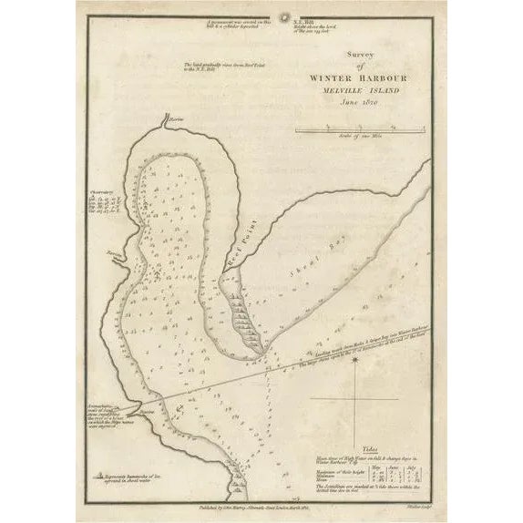 Paper Map of Parry's Expedition, Winter Harbour on Melville Island, Australia, 1821 For Sale - Image 7 of 7