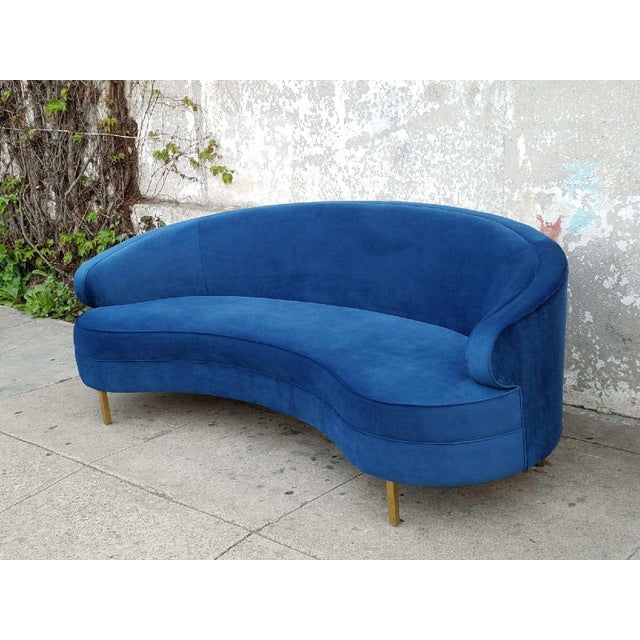 Deep Blue Velvet Half Moon Sofa Chairish