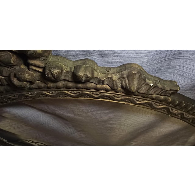 Antique Round Wood and Plaster Mirror / Picture Frame For Sale - Image 11 of 11