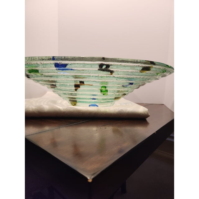 Murano Vintage Murano Italy Fused Glass Centerpiece Bowl Huge 22" MCM Architectural Ves For Sale - Image 4 of 7