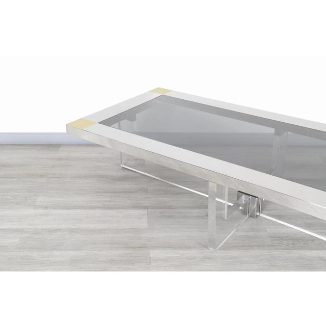 Monumental Italian Chrome and Lucite Coffee Table by Sandro Petti, 1970s For Sale - Image 9 of 12