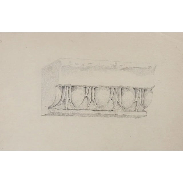 Vintage Pencil Drawing Study of Architectural Ornament For Sale - Image 4 of 4