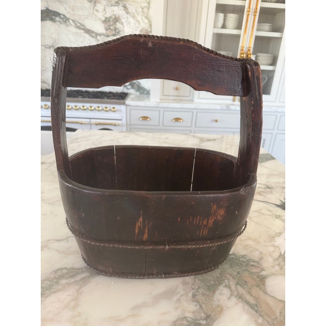 French Country Vintage French Wood,Fruit Picking Basket. For Sale - Image 3 of 5