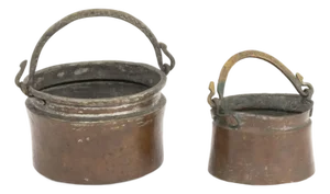 Antique Copper and Brass Cauldrons, 2