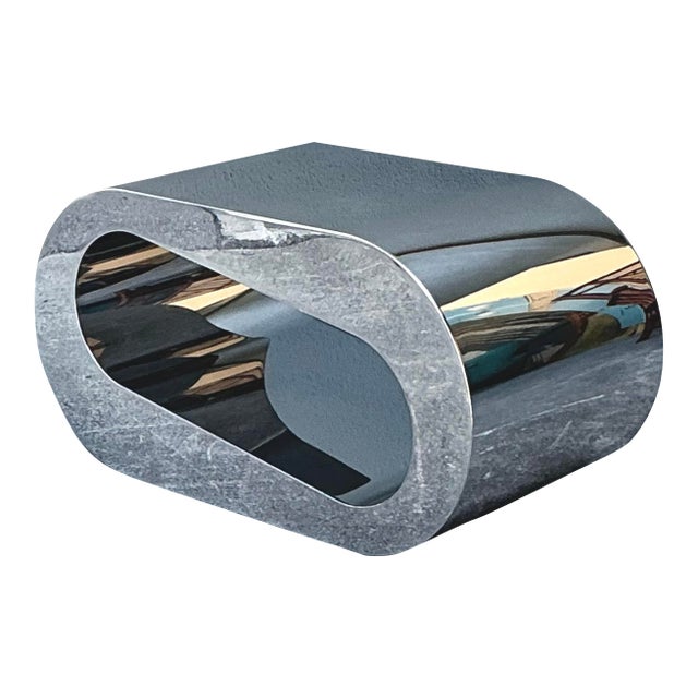 Vintage Italian Polished Chrome Coffee Table For Sale