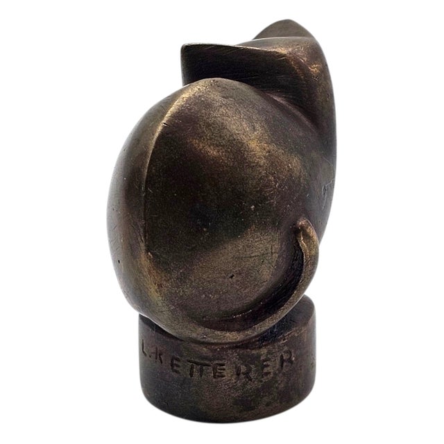 Early 20th Century ShapeL. Ketterer Signed Modernist Bronze Cat Sculpture, Animalier Form For Sale - Image 5 of 10