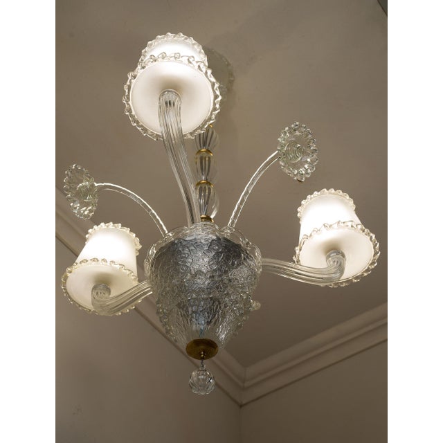 Mid-Century Modern Vintage Murano Glass 3-Light Chandelier from Barovier & Toso, 1940s For Sale - Image 3 of 13