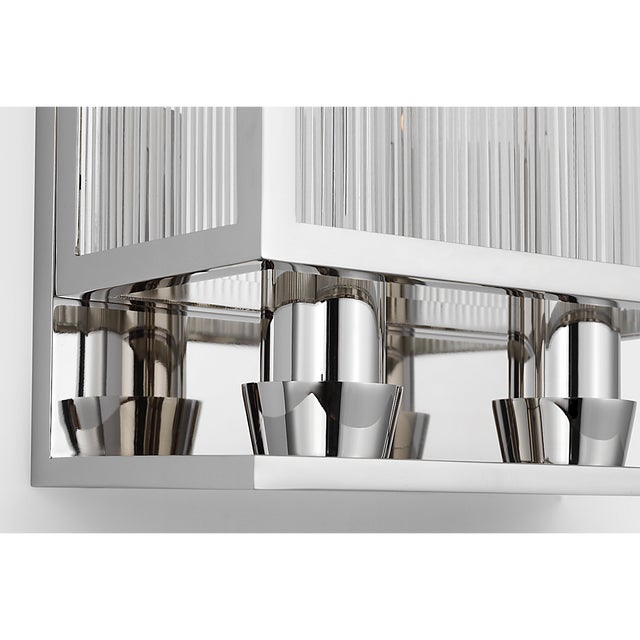 Barbara Barry for Visual Comfort Signature York 24" Double Box Sconce in Polished Nickel with Clear Ribbed Glass For Sale In Houston - Image 6 of 9