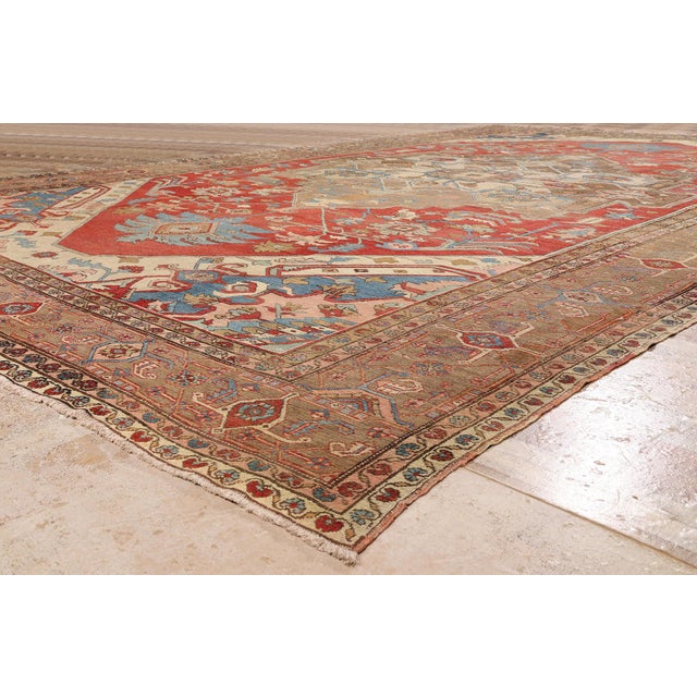 Red Late 19th Century Persian Serapi Rug, 12'00 X 18'11 For Sale - Image 8 of 10