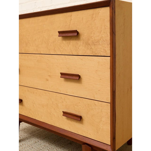 Mid 20th Century Birdseye Maple Lowboy Three-Drawer Dresser For Sale - Image 9 of 12
