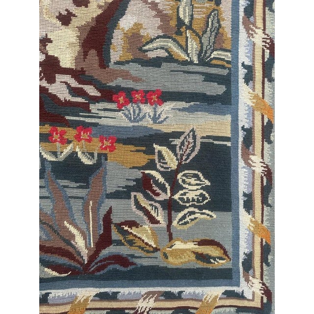 Vintage French Needlepoint Tapestry with Landscape Motif in the style of Aubusson, 1960s For Sale - Image 11 of 18