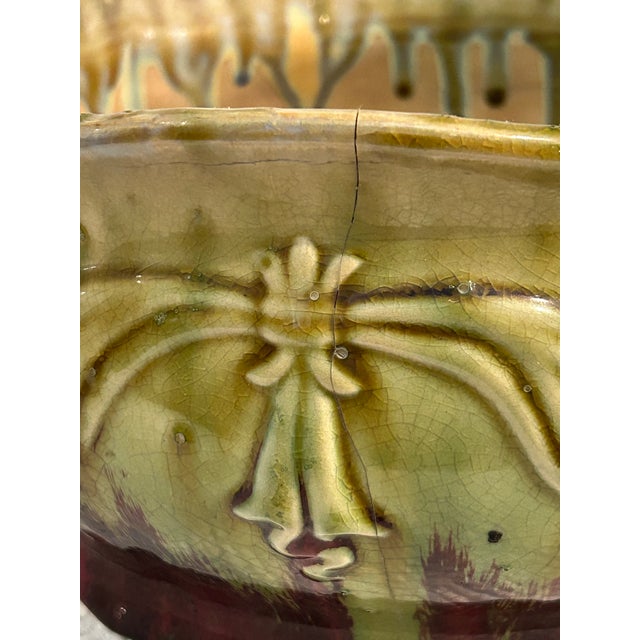 Early 20th Century Arts and Crafts Blended Drip Glazed Center Bowl or Jardiniere Attributed to Weller Pottery For Sale In New Orleans - Image 6 of 11